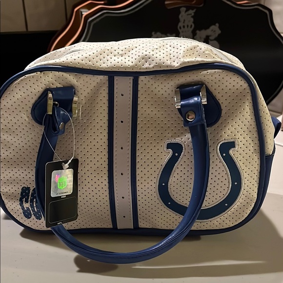colts nfl Handbags - Blue and White Perforated Handbag. Colts. Nfl